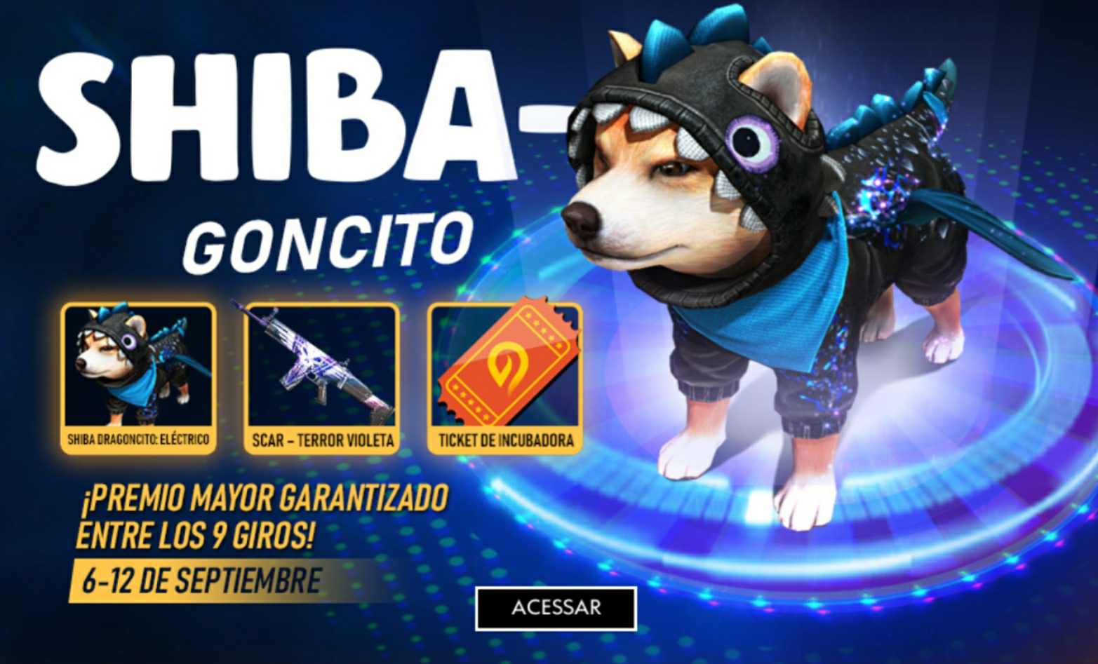 Novo Evento com Skin do Pet Shiba: Azul Escuro - Free Fire ...