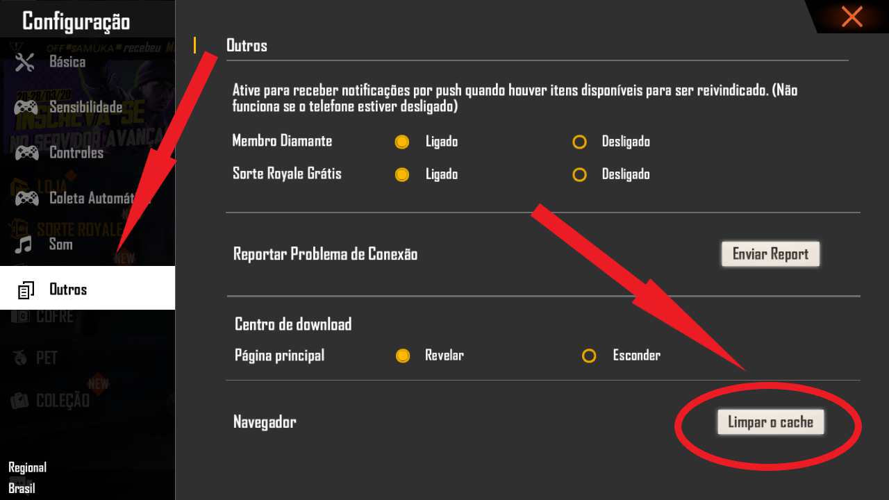 Limpeza de Cache – Free Fire Suporte