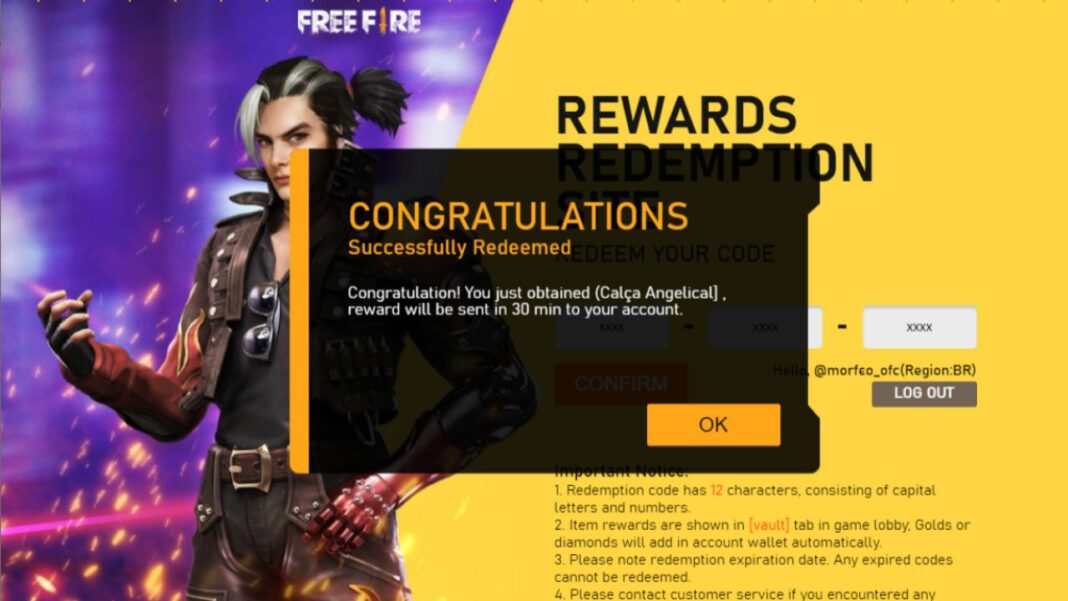 CODIGUIN FF: Free Fire libera código Calça Angelical Dourada