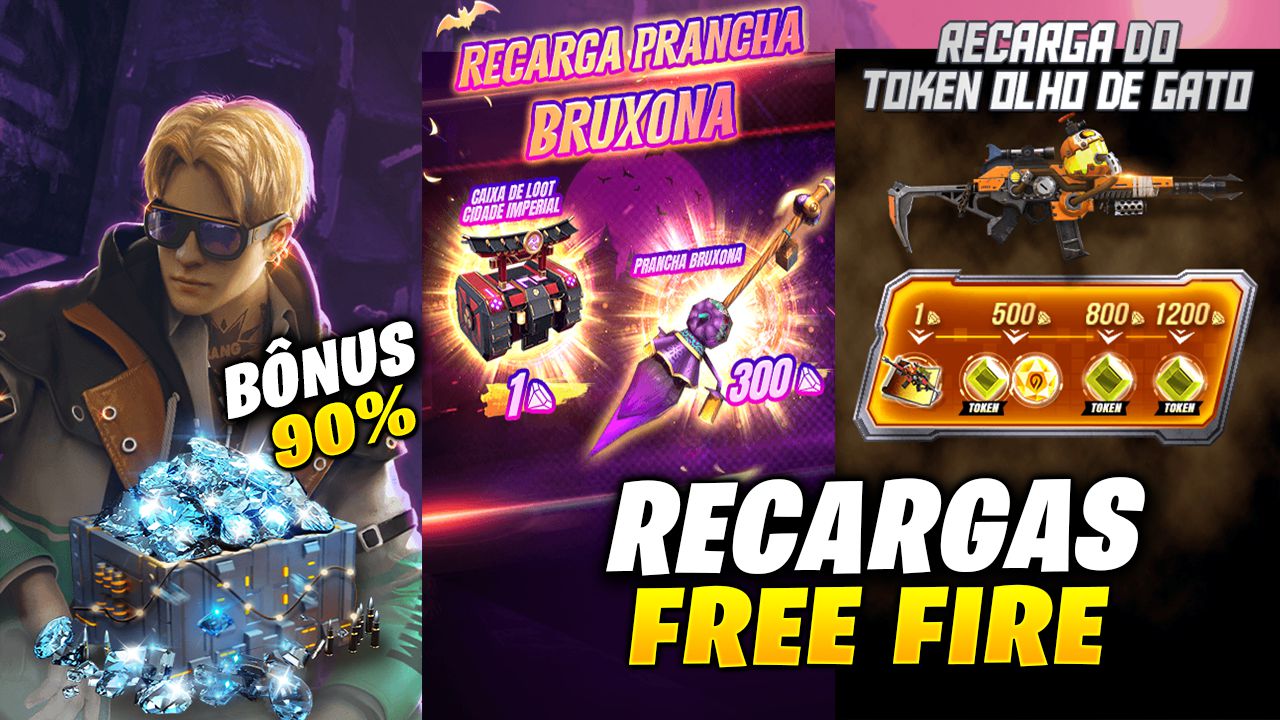 COMO RECARREGAR DIAMANTE NO FREE FIRE - GANHAR BÔNUS 90% NO RECARGA JOGO FREE  FIRE 